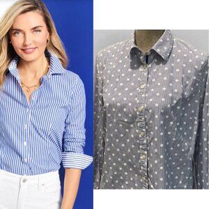 Talbots Blue and White Polka Dot Shirt Size medium